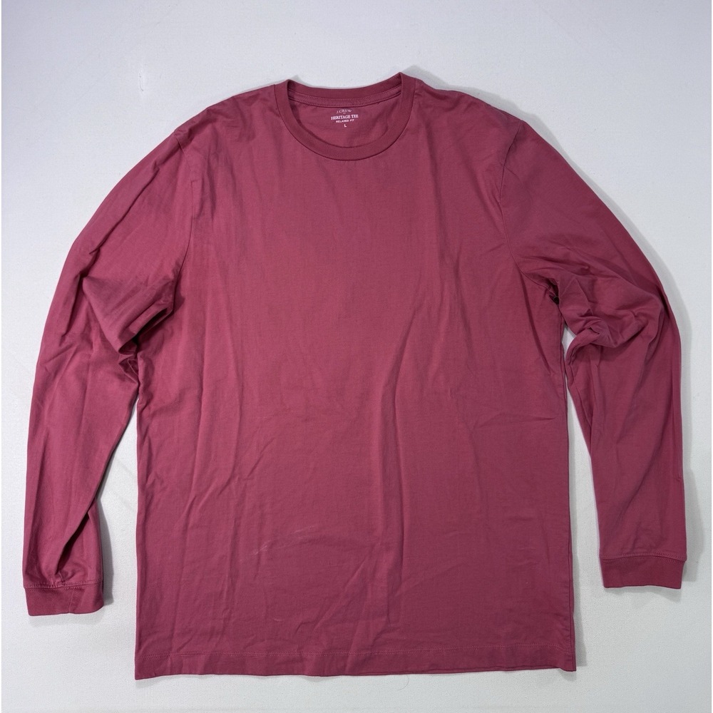 J Crew Heritage Tee Shirt Men's Large Relaxed Fit Pink Long Sleeve Casual Modern
